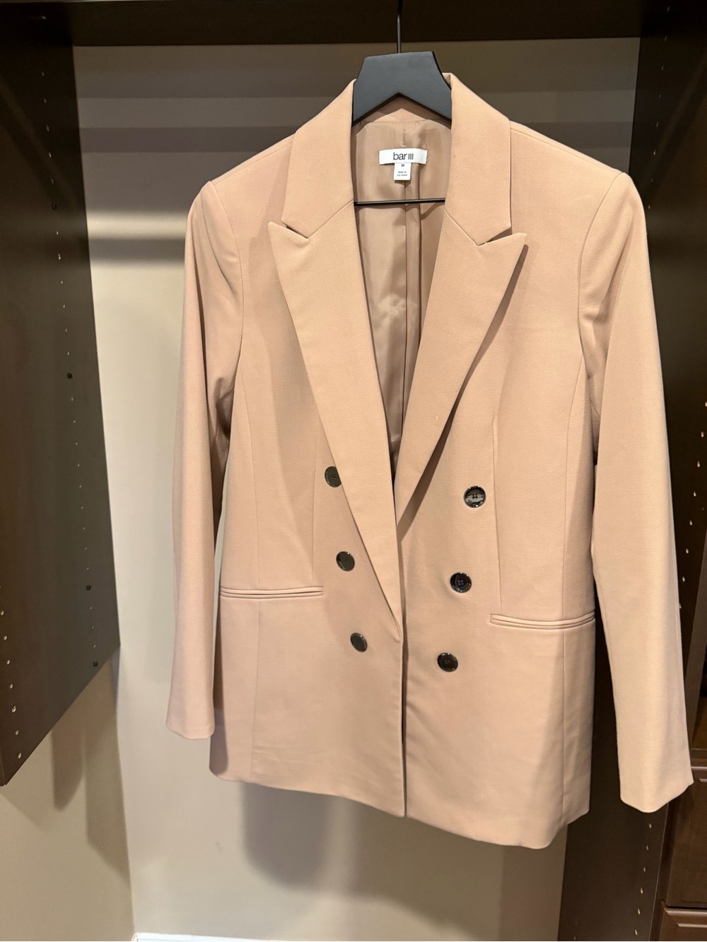 Bar III Double-Breasted Blazer in Light Beige